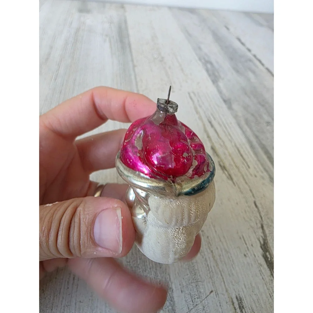 Antique Santa bust glass ornament Mercury cap Xmas tree